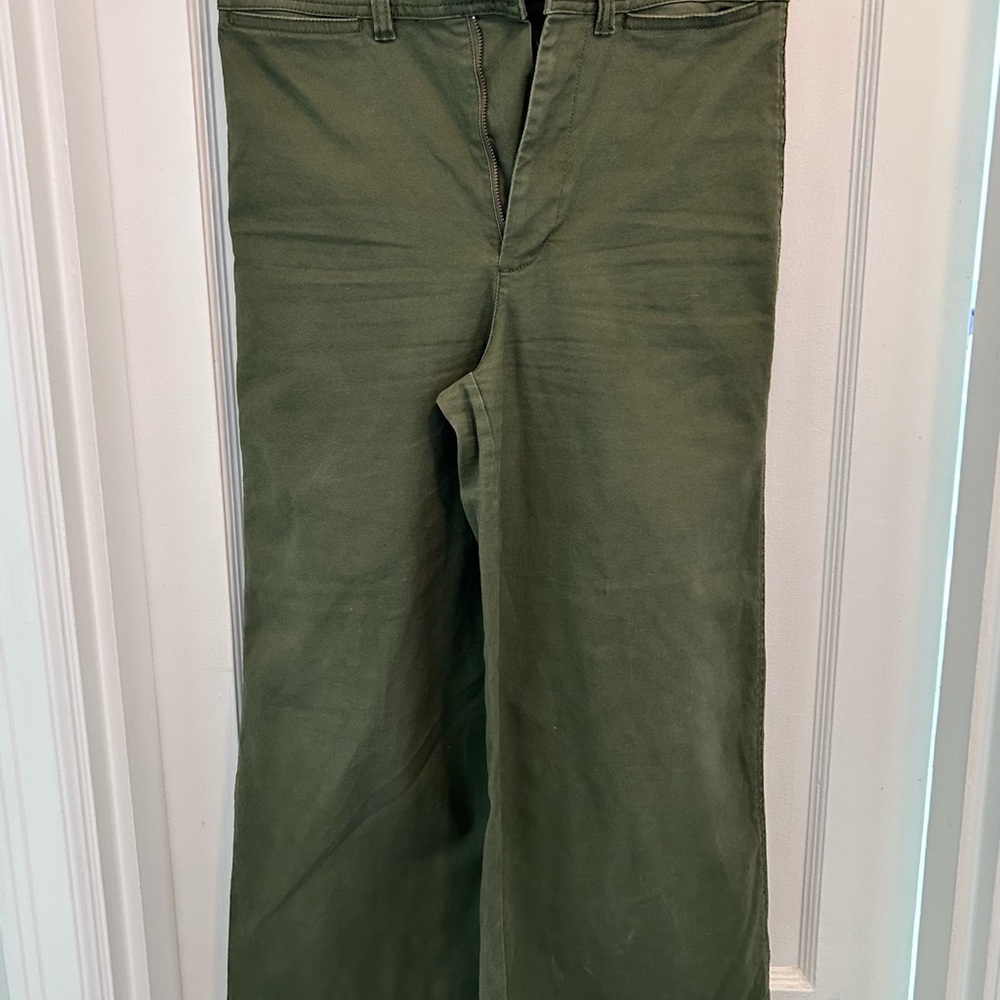Madewell Green High Rise Wide Leg Cropped Pants Size 28 Inseam 24in